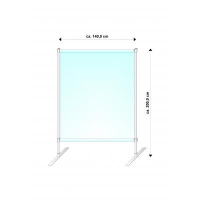 Schutzstellwand, B x H 1400 x 2000 mm, Stahlrahmen geschweißt, Farbe: lichtgrau (ähnlich RAL 7035), Fensterfolie transparent