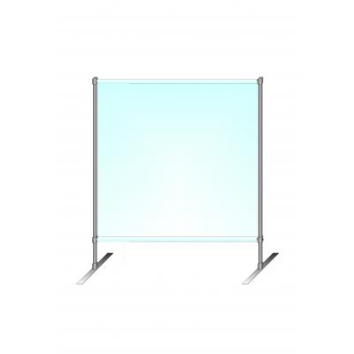 Schutzstellwand, B x H 2000 x 2000 mm, Stahlrahmen geschweißt, Farbe: Anthrazit (ähnlich RAL 7016), Fensterfolie transparent (mittige Schweißnaht)