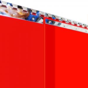 Schweißerschutz PVC-Streifenvorhang, Lamellen 300 x 2 mm rot-transparent (ISO 25980), Höhe 2,00 m, Breite 1,00 m (0,90 m), verzinkt