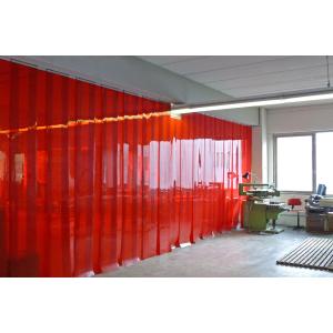 Schweißerschutz PVC-Streifenvorhang, Lamellen 300 x 2 mm rot-transparent (ISO 25980), Höhe 2,50 m, Breite 1,00 m (0,90 m), verzinkt