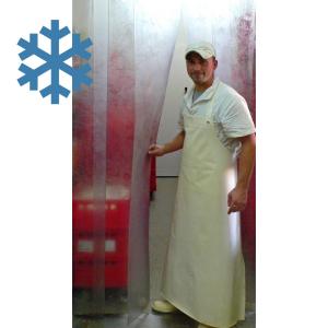 PVC-Streifenvorhang Tiefkühlbereich kältefest Temperatur Resistenz +30/-25°C, Lamellen 200 x 2 mm transparent, Höhe 2,75 m, Breite 1,20 m (0,90 m), Edelstahl