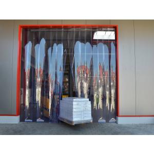 PVC-Streifenvorhang, Lamellen 300 x 3 mm transparent, Höhe 4,25 m, Breite 5,00 m (4,10 m), Edelstahl