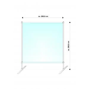 Schutzstellwand, B x H 2000 x 2000 mm, Stahlrahmen geschweißt, Farbe: lichtgrau (ähnlich RAL 7035), Fensterfolie transparent (mittige Schweißnaht)