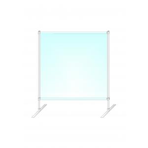 Schutzstellwand, B x H 2000 x 2000 mm, Stahlrahmen geschweißt, Farbe: lichtgrau (ähnlich RAL 7035), Fensterfolie transparent (mittige Schweißnaht)